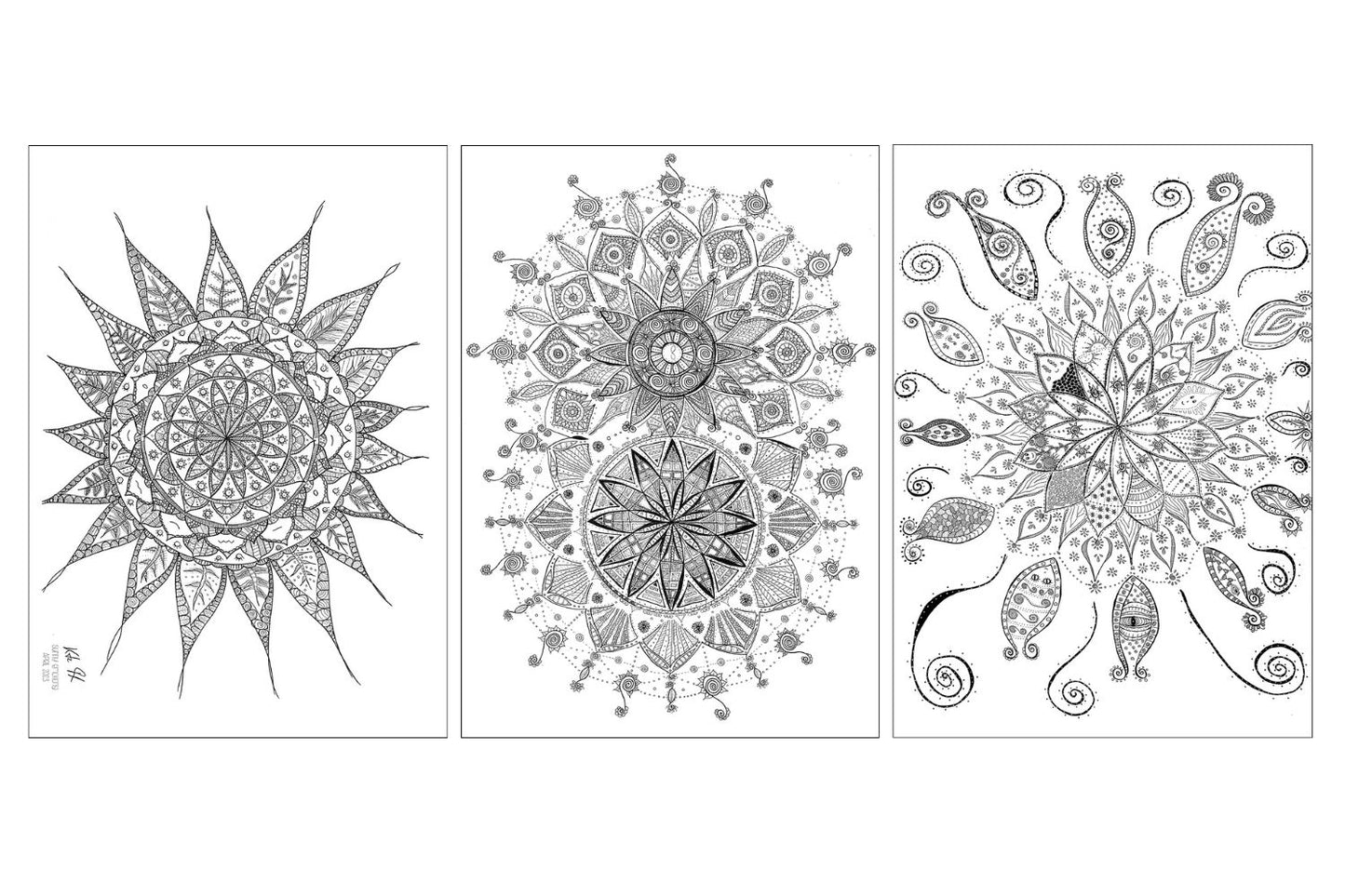 Ausmalbilder für die Seele - Set mit 12 DinA3 Mandala und Zentangle Ausmalbildern