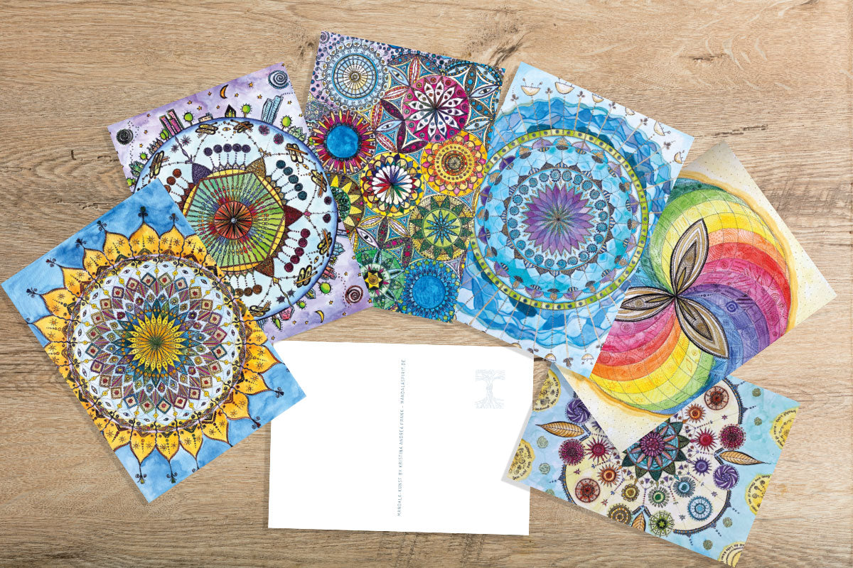 Postkarte-Set DIN A6 Kunstdruck - sechs verschiedene Mandalas