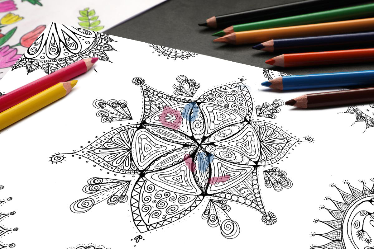 Ausmalbild schwarz-weiß Mandala "Uncertainty"
