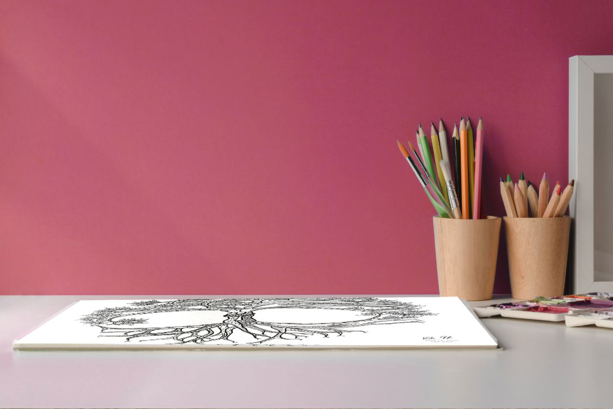 Ausmalbild schwarz-weiß Zentangle "Tree of Life"