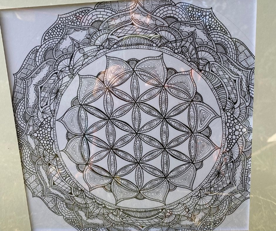 Blume des Lebens - Original – Tusche auf Aquarellpapier