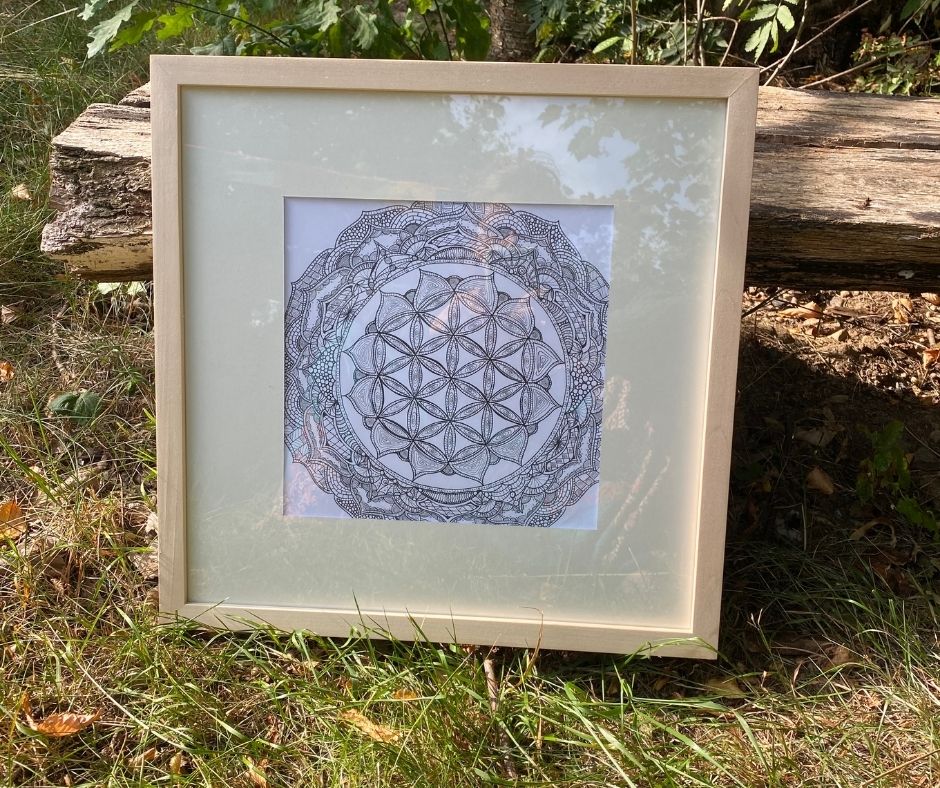 Blume des Lebens - Original – Tusche auf Aquarellpapier