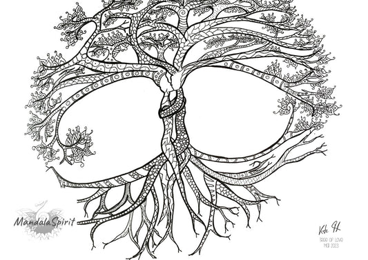 Ausmalbild schwarz-weiß Zentangle "Tree of Life"