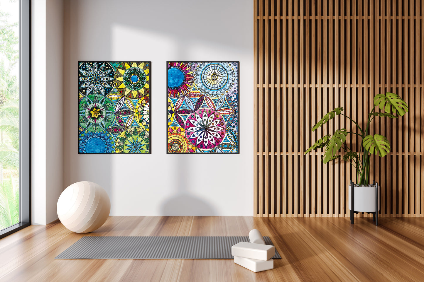 Atemberaubendes Mandala-Aquarell "Bunt und viel " als Download: Gestalte dein eigenes Wandbild auf Leinwand oder Poster!